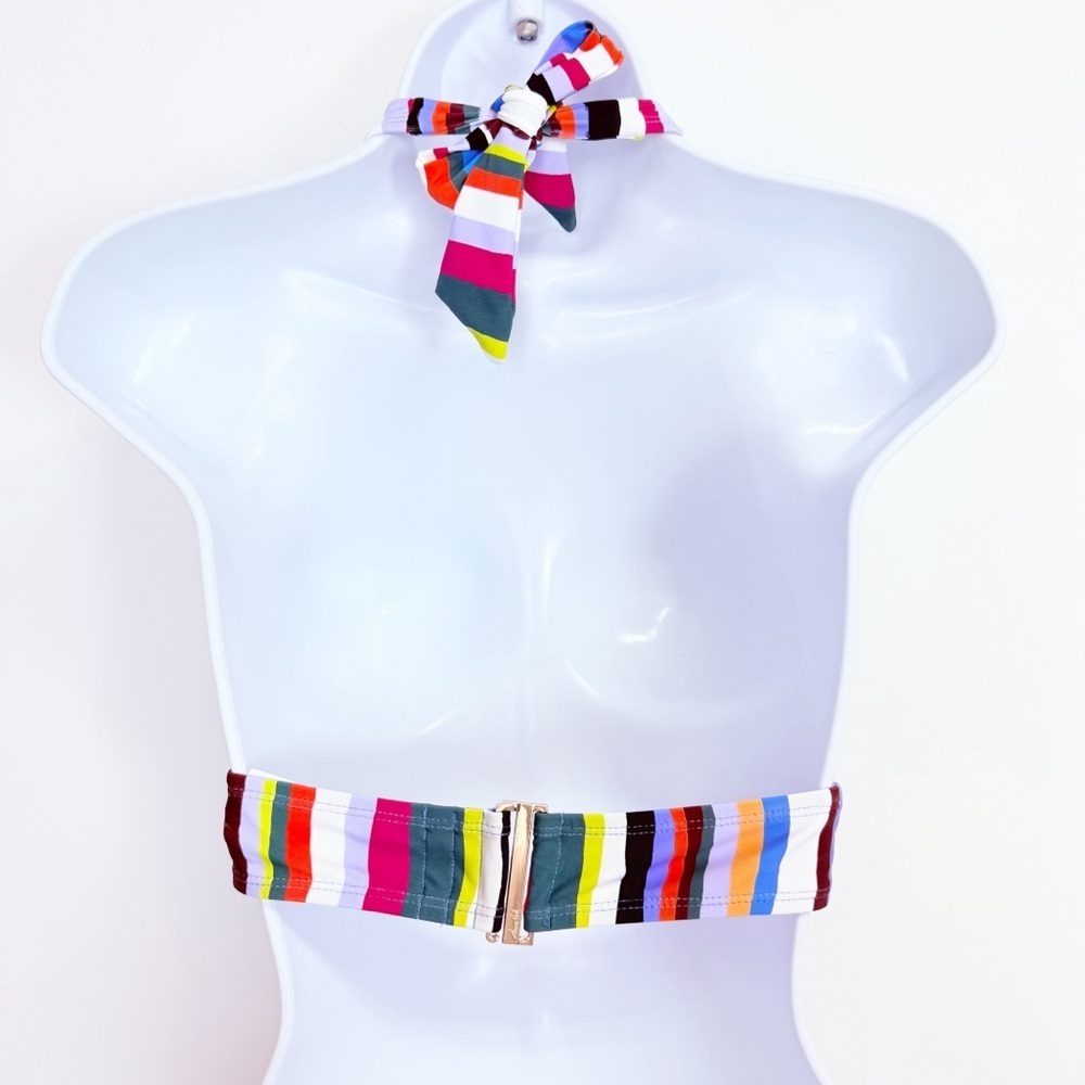 Anne Cole Swim Top Womens Small Multicolor Striped Halter Bikini NWT Swimwear - Picture 3 of 9